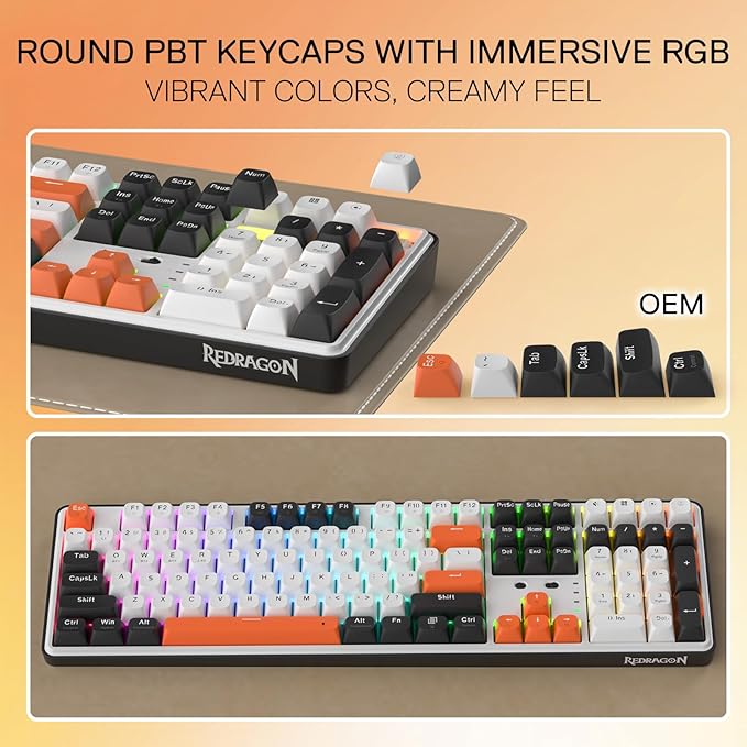 Redragon K689 PRO Wireless 108-Key Gasket RGB Gaming Keyboard, 4 Hotkeys | Extra Shortcut Keys, 0-Delay Tri-Mode, Cushioned Noise Dampening for Creamy Thocky Sound, Unfaded PBT Keycaps, PRO Software - Image 6