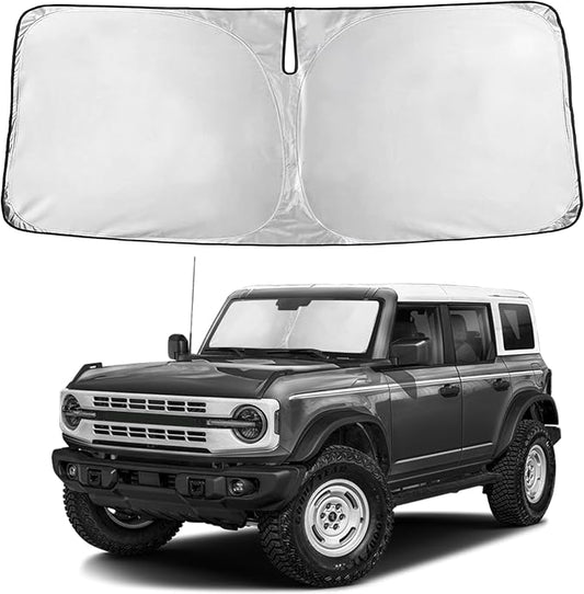 EcoNour Windshield Sunshade Compatible for Ford Bronco (Not for Bronco Sport) 2021-2024 2025 2026, Sun Visor for Front Windshield & Window Sun Shade Cover, UV Heat Protector, Car Accessories by EcoNour