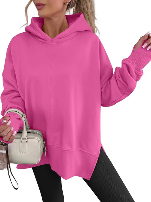 ANRABESS Womens Oversized Hoodies Long Sleeve Fleece Side Slit Hooded Sweatshirts Pullover 2026 Fall Outfits Y2K Clothes by ANRABESS