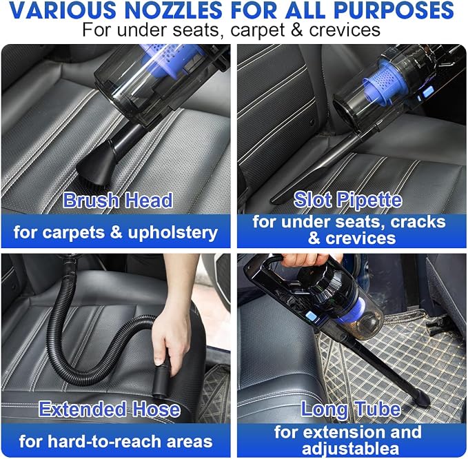 Car Cleaning Kit, Car Interior Detailing Kit with High Power Handheld Vacuum Cordless Rechargeable, Detailing Brush Set, Windshield Cleaner, Complete Auto Accessories for Men, Women Gift - Image 6