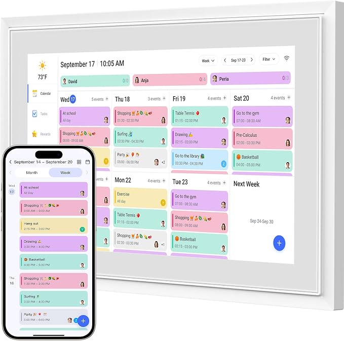 Digital Calendar,10.1 Inch Smart Electronic Calendar Family Planner,IPS HD Touch Screen Home Interactive with WiFi App Control,AI Meal Schedule, Duty Chart,Achievement Rewards-Share Photos,Videos and Sound Reminder,Gifts for Women Men Mom Dad,Desk Cale... by LiviNGPAi