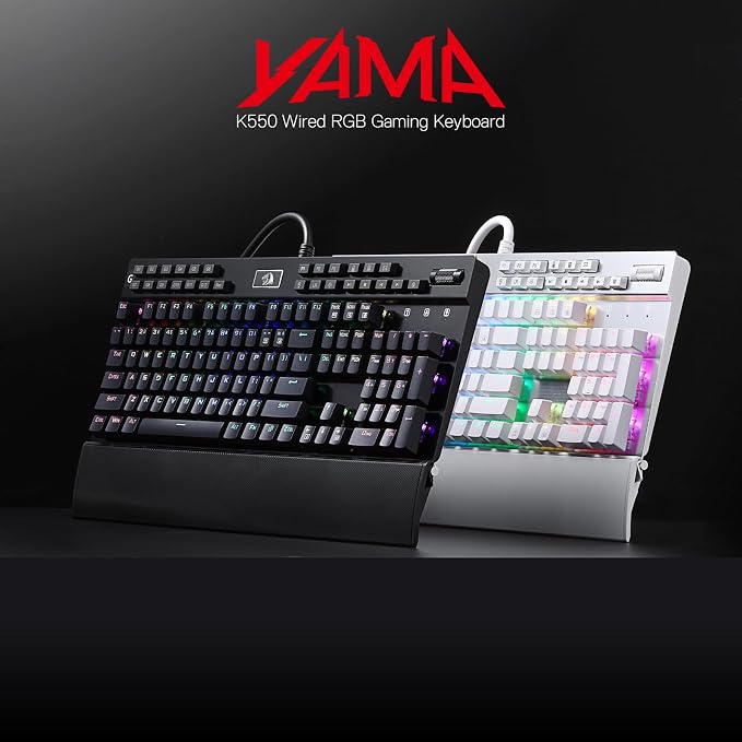 Redragon K550 RGB Gaming Keyboard, 104 Keys + 12 Macro G Keys Wired Mechanical Keyboard w/Aluminum Top Plate, Custom Clicky Purple Switch, Extra USB Port & Wrist Rest - Image 9