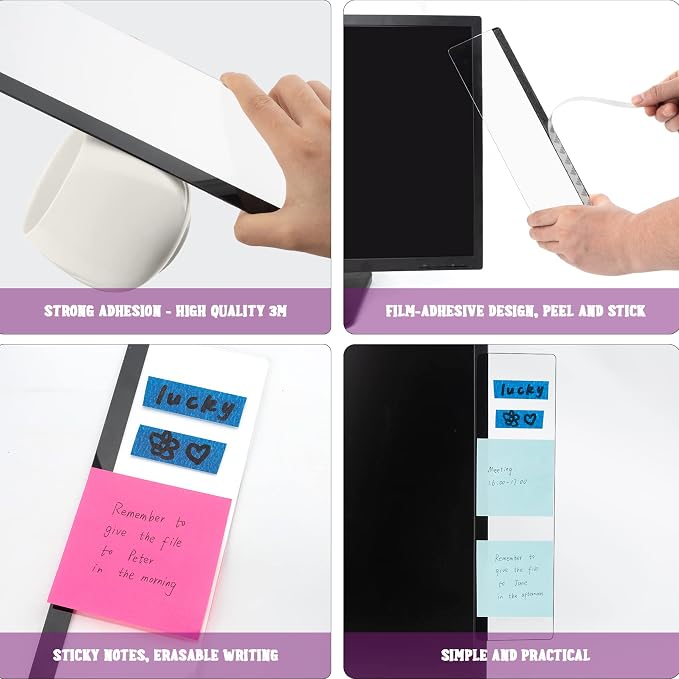 Office Desk Accessories 2pcs Computer Monitor Memo Board Office Supplies | Computer Monitor Memo Board Computer Sticky Note Holder - Image 4