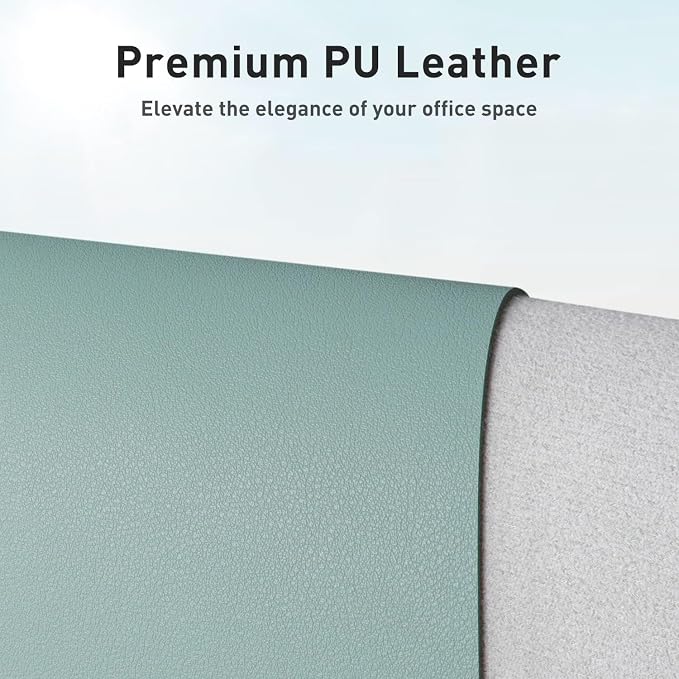Aothia Leather Desk Pad Protector, Mouse Pad, Office Desk Mat, Non-Slip PU Leather Desk Blotter, Laptop Desk Pad, Waterproof Desk Writing Pad for Office and Home (Light Blue,31.5" x 15.7") - Image 2