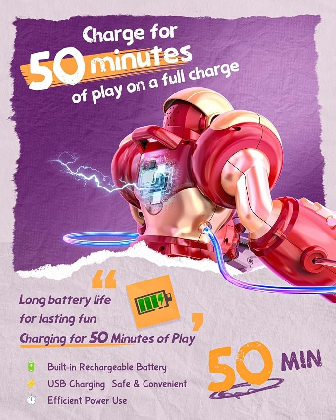 Holyton 5088 Smart Robot for Kids, Programmable Remote Control Robot | 15.7" Large Robot, Voice, App & Remote Control, Grab & Foam Dart Launcher, Music & Dancing, STEM Toy, Gift for Kids Ages 5-12 - Image 9
