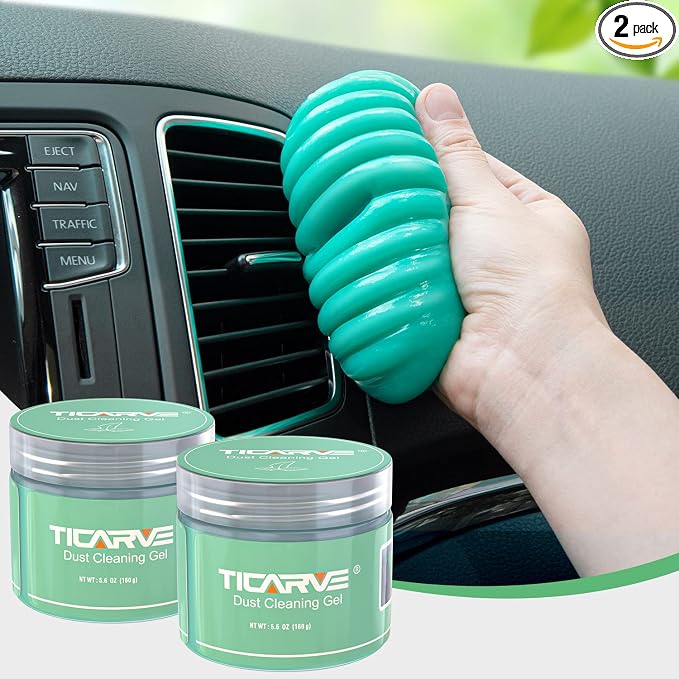TICARVE 2Pack Cleaning Gel for Car Detailing Vent Cleaner Cleaning Putty Gel Auto Detail Tools Car Interior Cleaner Cleaning Mud for Cars and Keyboard Cleaner Cleaning Slime Green (320g/11.2oz) by TICARVE