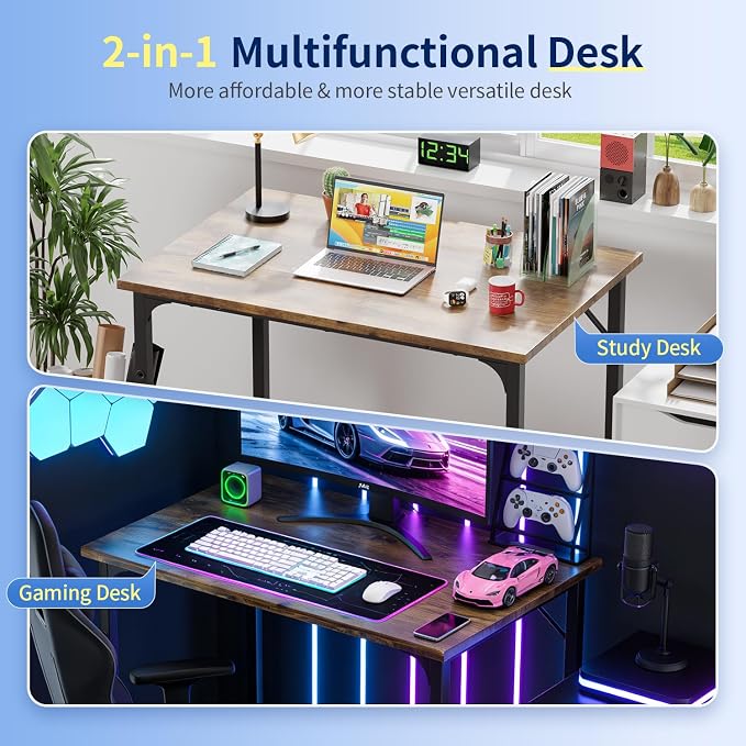 BestOffice Computer Desk,Home Office Desk, Modern Simple Style for Home Office Study Writing (Brown, 32 Inch) - Image 4