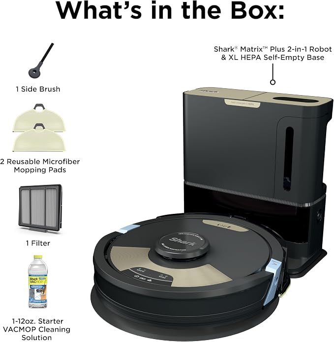 SharkMatrix Plus 2-in-1 Robot Vacuum & Mop, Black/Brass, AV2610WA | Sonic Mopping, Matrix Clean, CleanEdge, HEPA 60-Day Self-Empty Base, 360° LiDAR Mapping, Self-Cleaning Brushroll, Wi-Fi - Image 11