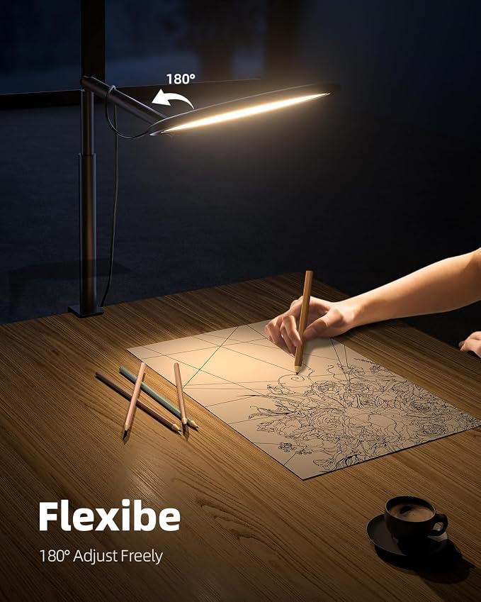 Weilisi 10.2" Desk Ring Light with Stand, 360° Rotate Desk Lamps for Home Office with C-Clamp, Flexible Height Desk Light, Adjust Arm Ring Light for Desk, Podcast, Gaming, Recording, Zoom Lighting - Image 3