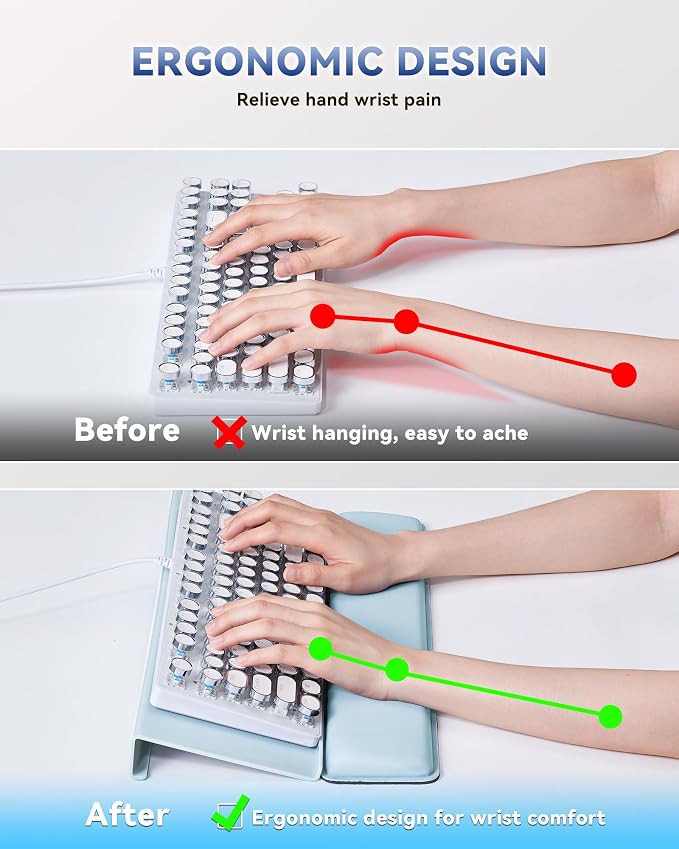Laborio Computer Keyboard Wrist Rest, Keyboard Riser Stand for Desktop | Blue, Ergonomic Acrylic Keyboard Holder, Non-slip Wrist Pad, Pain Relief for Typing, Multiple Colors - Image 3
