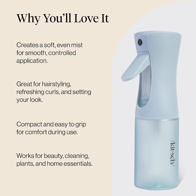 Kitsch Continuous Spray Bottle for Hair – Haze Blue, 150ml | Fine Mister Spray Bottle & Water Spray Bottle – Recycled Hair Spray Bottle – Spray Bottles for Cleaning, Styling, & More - Image 8