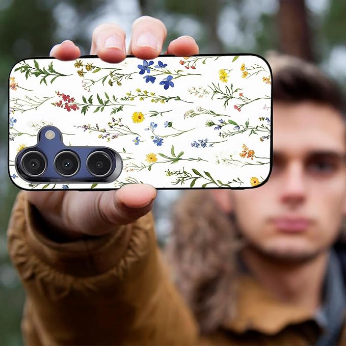 Designed for Galaxy S25 FE Phone Case,Slim Silicone Shockproof Protective Case for Galaxy S25 FE 6.7 inch,Flower Weeds Leaves - Image 4