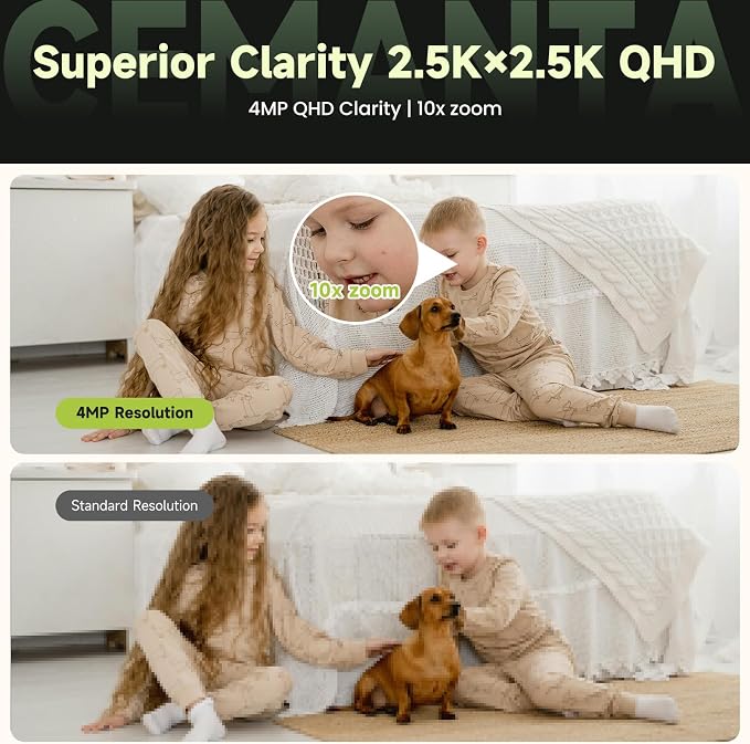 4MP Security Camera Indoor, Free Cloud Storage, Dual-Len Baby & Pet Cam for Home Security, 2.4/5GHz WiFi, 360 PTZ, 2-Way Audio, Color Night Vision, AI Motion Detection, Compatible with Alexa - Image 4