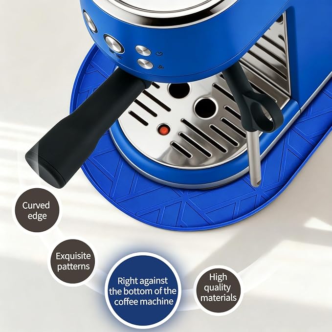 Silicone Coffee Mat,15.8"x7.9" Coffee Bar Mats for Countertop,Espresso Mat, Silicone Heat Resistant Mat for Espresso Machine/Coffee Maker (Blue) - Image 3