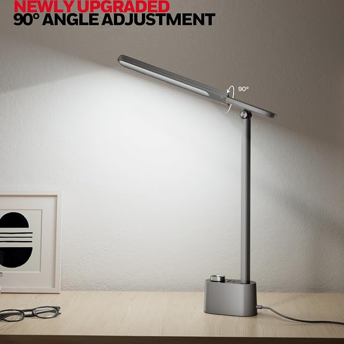 Honeywell H01 Pro Compact LED Desk Lamp with A+C Charging Port | CRI≥95, 3000K-5500K,Low Blue Light, Flicker-Free, Modern Desk Light for Bedroom, Grey - Image 2