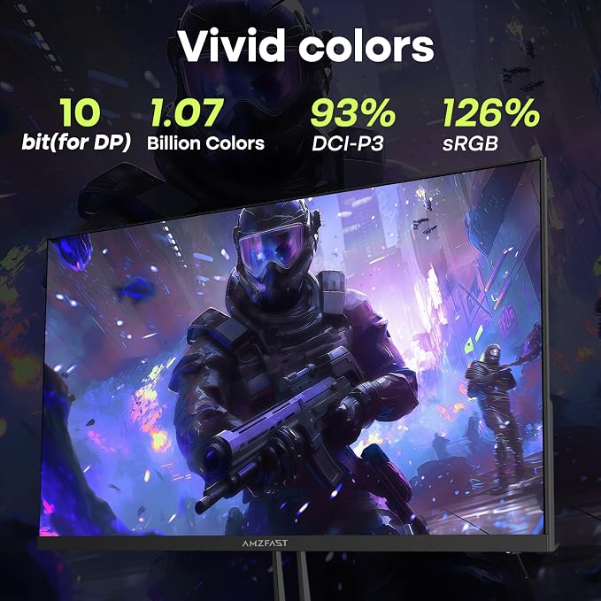 Amzfast 24.5 Inch 280Hz/240Hz FHD 1080p Gaming Monitor, 1ms Adaptive Sync, 3000:1, 126% sRGB, 93% DCI-P3, TÜV Rheinland Eye Care, HDMI 2.0 x 2 & DP 1.4 x 2, AMZG25X1 Pro - Image 5