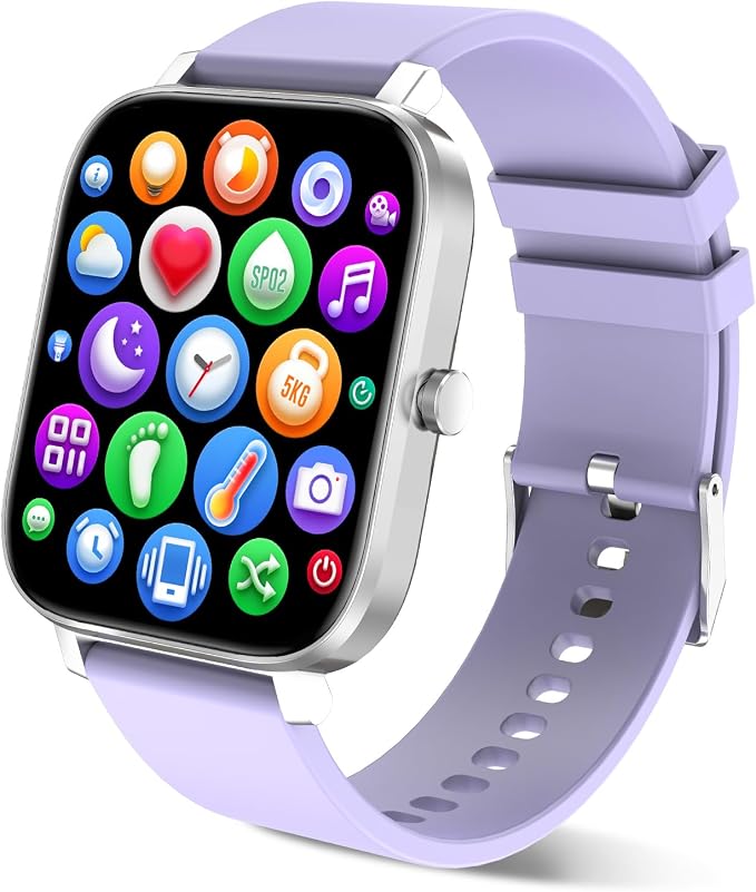 Smart Watch for Men Women Compatible with iPhone Samsung Android Phone 1.69 inch Full Touch Screen IP68 Waterproof Bluetooh Fitness Tracker Heart Rate/Sleep Monitor (Purple) by Choiknbo