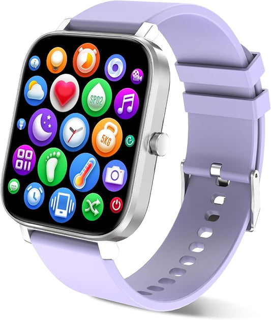 Smart Watch for Men Women Compatible with iPhone Samsung Android Phone 1.69 inch Full Touch Screen IP68 Waterproof Bluetooh Fitness Tracker Heart Rate/Sleep Monitor (Purple) by Choiknbo