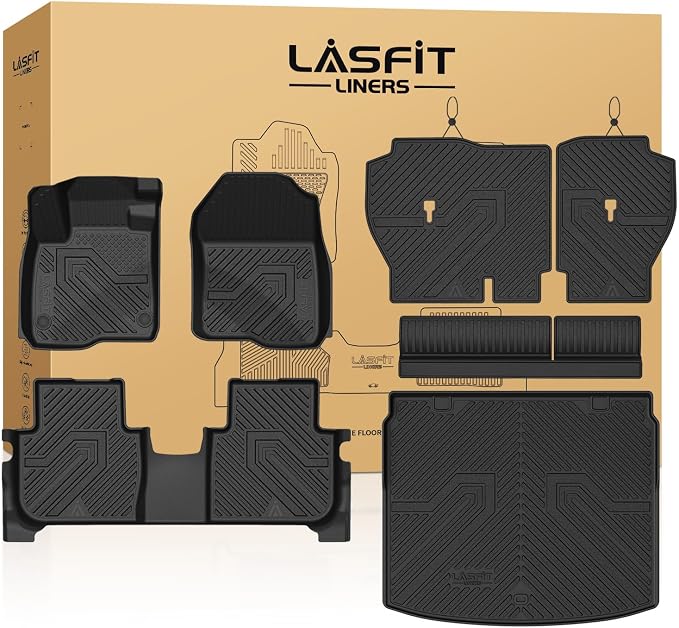 LASFIT Full Set Floor Mats for Honda CR-V 2026 2025 2024 2023 (Gasoline & Hybrid & e:FCEV), All Weather TPE Custom Fit Floor Liners 1st & 2nd Row & Seat Back Mat & Cargo Mat (Upper Position) by LASFIT