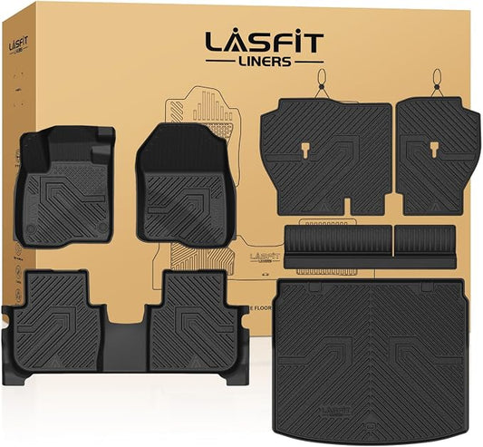LASFIT Full Set Floor Mats for Honda CR-V 2026 2025 2024 2023 (Gasoline & Hybrid & e:FCEV), All Weather TPE Custom Fit Floor Liners 1st & 2nd Row & Seat Back Mat & Cargo Mat (Upper Position) by LASFIT