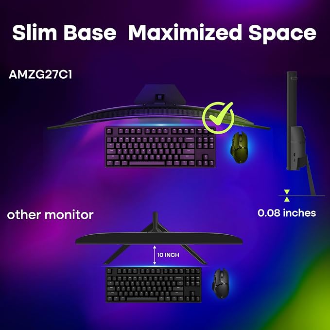 Amzfast 27 inch 200Hz Curved Gaming Monitor, FHD 1080p with Built-in Speakers, FreeSync, MPRT 1ms, 130% sRGB, 3000:1, 1500R, VESA Mount, HDMI 2.0&DP 1.4, 12 Months Warranty Exchange, AMZG27C1 - Image 8