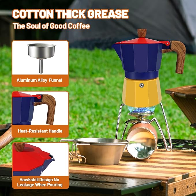 6 Cup Aluminum Espresso Stovetop Moka Pot Express Coffee Maker Percolator Italian Classic Mocha Coffee Machine for Italian and Cuban Cafe Brewing for Home Camping 300ml 10oz - Image 5