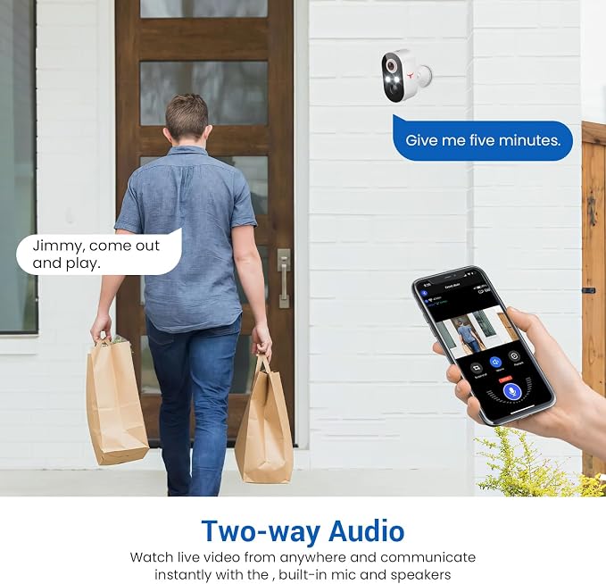 1080P Wireless Security Camera Outdoor, Battery Powered, AI Human Detection, Color Night Vision, 2-Way Audio, IP65 Waterproof, 2.4G Wi-Fi, Cloud Storage (2 Spotlights) - Image 5