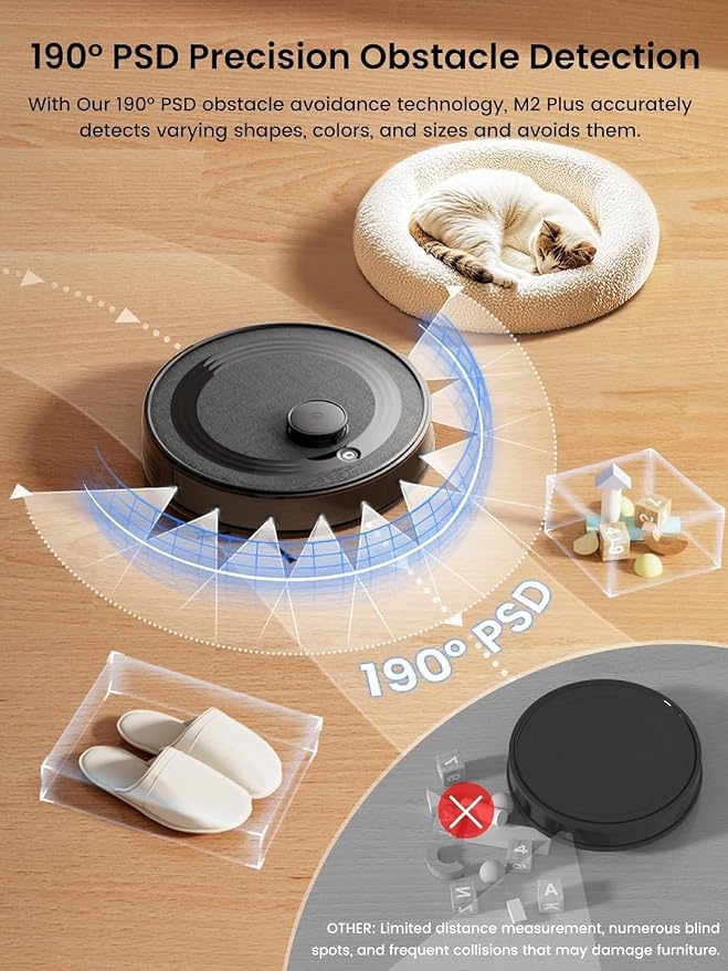 Lefant Robot Vacuum and Mop Combo,75-Days Self-Emptying,6000Pa Powerful Scution,Multi-Floor Mapping, No-Go Zones,140 Min Runtime,2.4G/5G WiFi/Alexa/APP/iWatch, M2 Plus Black - Image 6