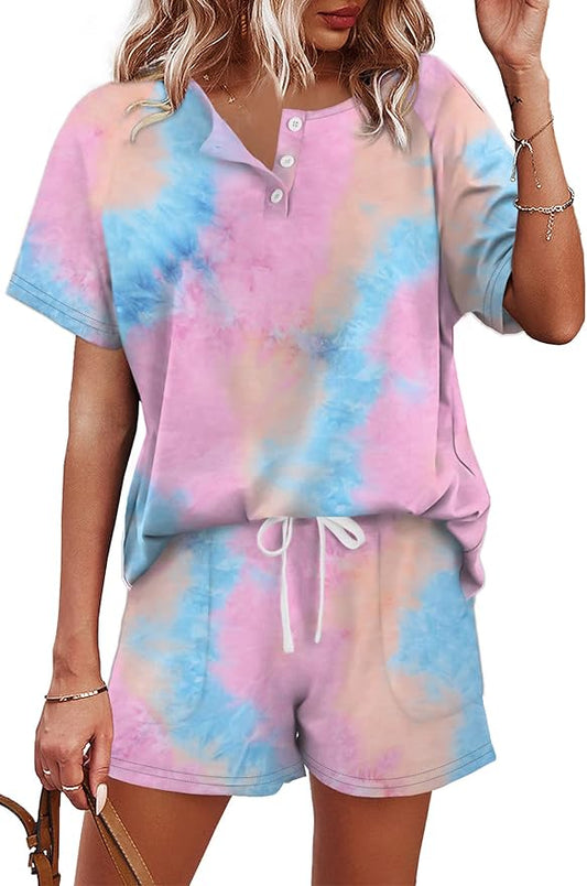 WIHOLL Two Piece Outfits for Women Lounge Sets Button Down Top and Shorts Set Sweatsuits with Pockets by WIHOLL