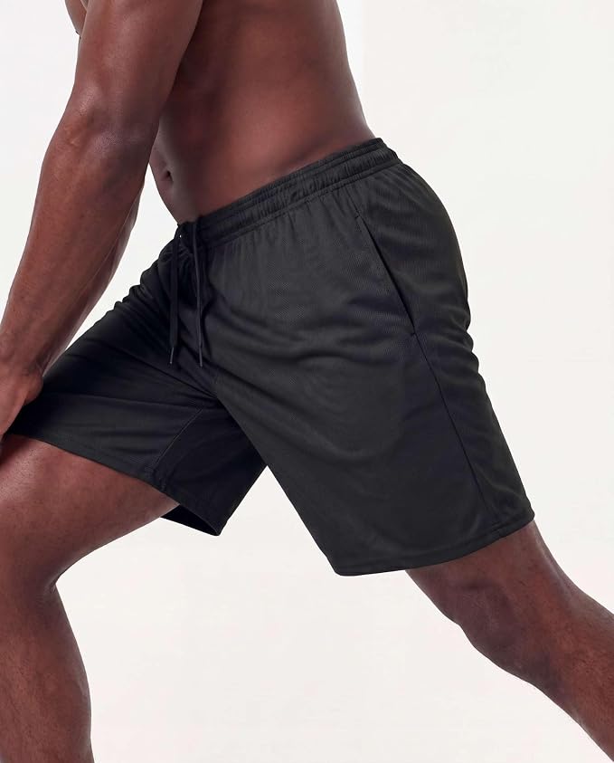 5 Pack Men's Mesh Shorts Athletic Basketball Sports Gym Workout Pockets | Cooling Moisture-Wicking, 9", Long, Quick-Dry, Breathable, Elastic Drawstring Waistband. Running, Exercise, Soccer, Training. - Image 6