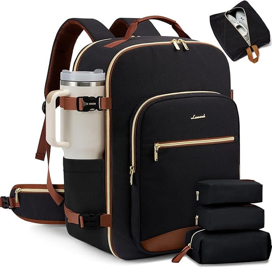 LOVEVOOK 56L Travel Backpack for Women & Men, Airline Approved Carry On Luggage with 3 Packing Cubes, TSA Overnight Bags, Waterproof Personal Item Bag, Weekender Essentials Backpacks fits 17" Laptop by LOVEVOOK