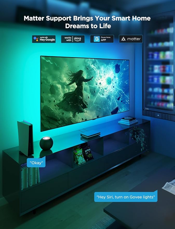 Govee HDMI 2.1 AI Sync Box 2, 8K/4K @144Hz, RGBWIC for 55-65 Inch TVs | With TV Backlight, Supports VRR & ALLM, SmartThings & Matterr & Alexa, AI CogniGlow, 75 LEDs/m - Image 6