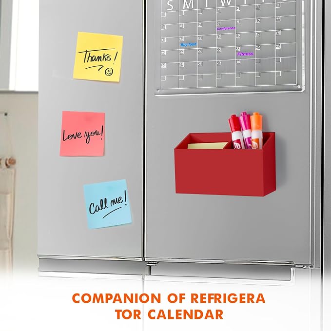BEYGORM Magnetic Dry Erase Marker Holder for Whiteboard & Refrigerator | Non-slip Acrylic Pen Holder for Classroom, Fridge Magnet, Locker Organizer Accessories, Teacher & School Supplies(Red) - Image 3