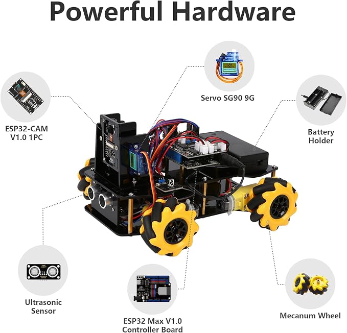 ACEBOTT Robot Kit with 3MP Camera, Robotics for Kids Ages 8–12 12-16 Compatible with Arduino & Scratch, App & Remote Control, STEM Toys Coding Robot Kit, Gift for Kids, Teens and Adults - Image 7
