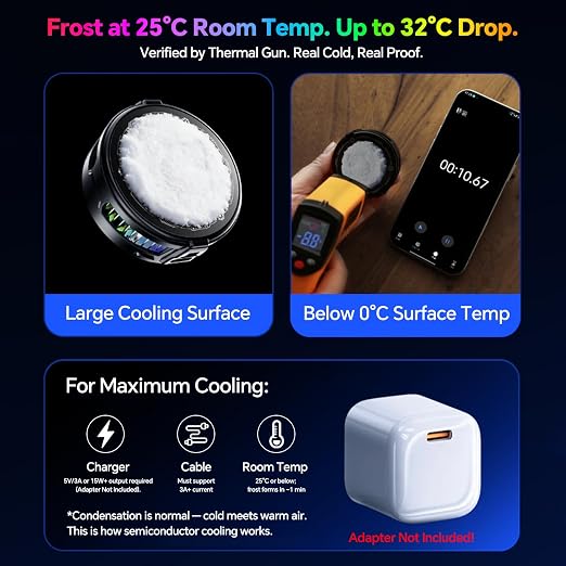 2-in-1 Magnetic & Clip-On USB Phone Cooler for Gaming, Semiconductor Cell Phone Cooling Fan Radiator for iPhone/Android/iPad/Tablet – Ideal for Gaming, Video Calls, Live Broadcasting, and Vlog - Image 4