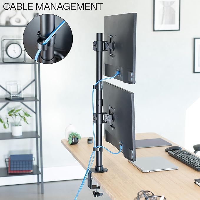 VIVO Dual Monitor Desk Mount Stand with Height Adjustment and VESA Plates for 2 LCD Ultrawide Screens up to 34 inches, Stacked Array, STAND-V002R - Image 8