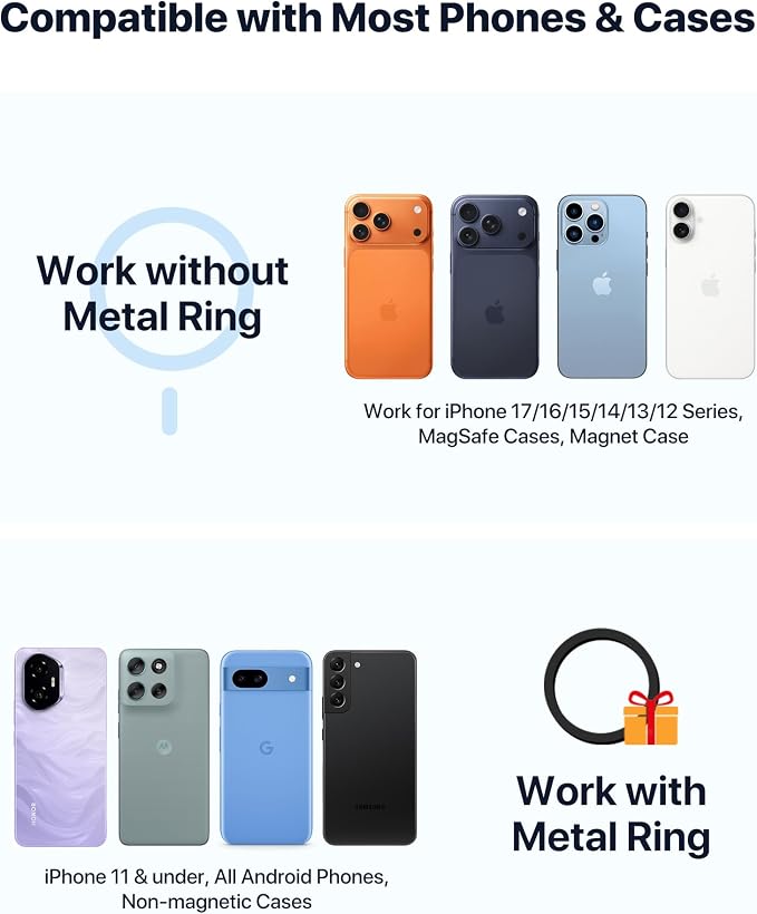 Miracase Latest Upgrade for MagSafe Car Mount [33+LBS Strong Suction & 2200gf Magnetic] Small Phone Holders for Your Car Dashboard, 360° Adjustable Car Phone Holder Mount for iPhone Garmin GPS - Image 7