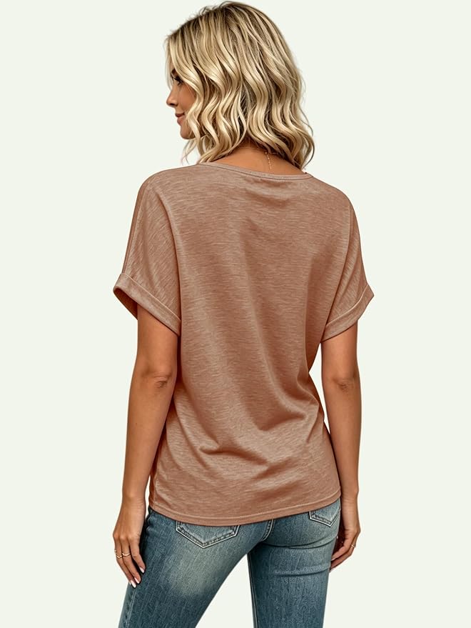 T Shirts Short Sleeve V Neck Tees Womens Tops Beach Vacation Fashion Clothes 2026 Casual Summer Spring Fall Outfits - Image 4