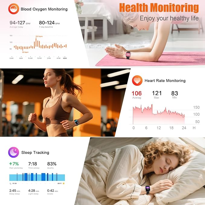 Smart Watch for Men Women (Answer/Make Call), 1.83" HD Touchscreen Fitness Tracker, 110+ Sport Modes, Fitness Watch with Heart Rate/Sleep Monitor/Step, Waterproof Smartwatch for Android,Silver Beige - Image 4