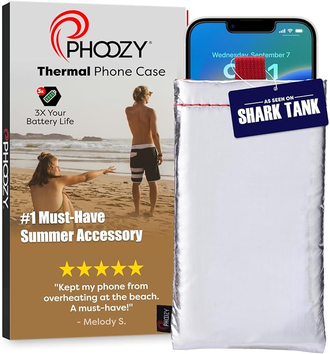 PHOOZY Apollo Thermal Phone Case | Insulated Phone Pouch Extends Battery Life 3X | Heat Resistant Drop Protection | Military Grade Water Resistant | Large | Silver by PHOOZY