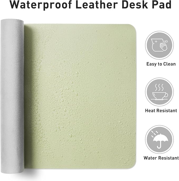 Aothia Faux Leather Desk Mat – Large Mouse Pad, Non-Slip PU Leather Blotter, Waterproof Writing Surface for Office and Home (Grass Green, 47.2" x 23.6") - Image 7