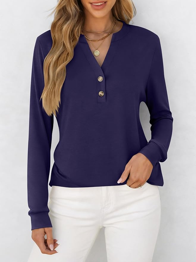 ANRABESS Women's Long Sleeve Shirts 2026 Spring Fashion Dressy Casual Tops Trendy Henley Blouses Cute Work Outfits Clothes - Image 3