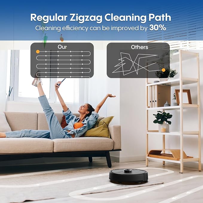 Bagotte Robot Vacuum and Mop Combo with LiDAR Navigation, Self-Emptying Robotic Vacuums Cleaner with 6000Pa Super Power, Mapping, 90 Days Hands-Free, Fast Home Mapping for Pet Hair, Hard Floors - Image 3
