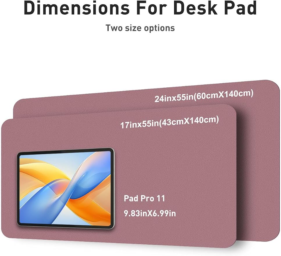Aothia Faux Leather Desk Mat - Non-Slip PU Leather Desk Blotter, Waterproof Writing Surface, Large Desk Pad for Office & Home (Dark Pink, 55" x 24") - Image 5