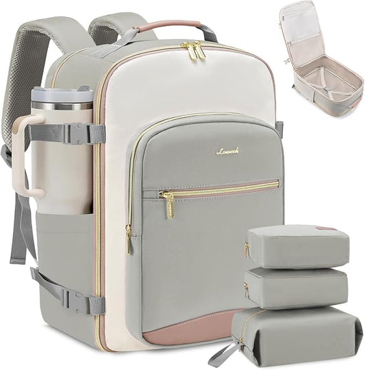 LOVEVOOK 56L Travel Backpack for Women & Men, Airline Approved Carry On Luggage with 3 Packing Cubes, TSA Overnight Bags, Waterproof Personal Item Bag, Weekender Essentials Backpacks fits 17" Laptop by LOVEVOOK