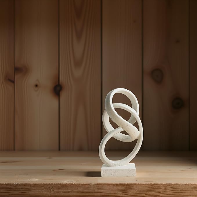10" Modern Abstract Ribbon Decorative Sculpture, Knot Sculptures,Home Decor,Coffee Table Statues,Dining Living Room Desk Decor（White） - Image 6