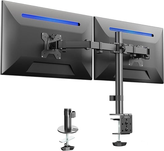 VIVO Dual Monitor Desk Mount, Heavy Duty Fully Adjustable Steel Stand, Holds 2 Computer Screens up to 24 inches and Max 22lbs Each, Black, STAND-V024 by Unknown