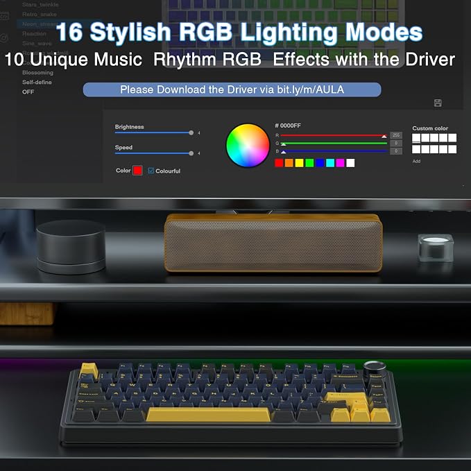 AULA F75 75% Wireless Mechanical Keyboard, Hot Swappable Creamy Keyboard, Pre-lubed Greywood Switches RGB Backlit Gaming Keyboards, 2.4GHz/Type-C/BT5.0(Cool Black) - Image 5