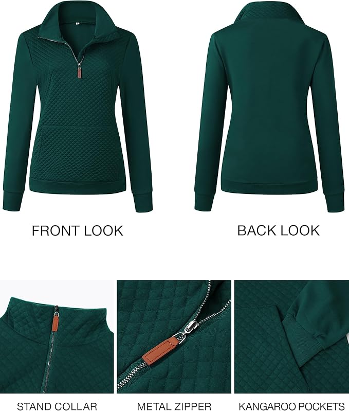 BTFBM Women Fashion Quilted Pattern Lightweight Zipper Long Sleeve Plain Casual Ladies Sweatshirts Pullovers Shirts Tops - Image 5