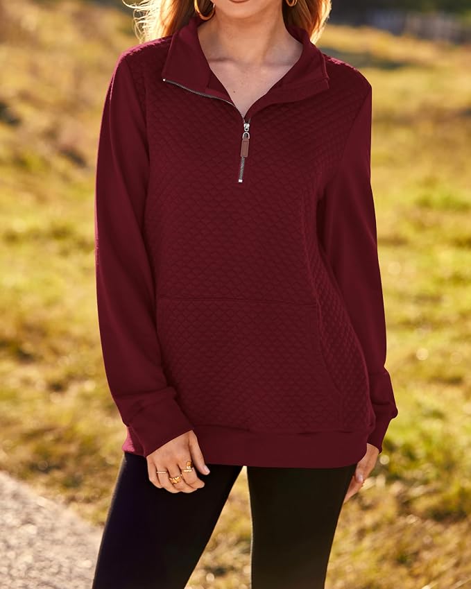 BTFBM Women Fashion Quilted Pattern Lightweight Zipper Long Sleeve Plain Casual Ladies Sweatshirts Pullovers Shirts Tops - Image 6